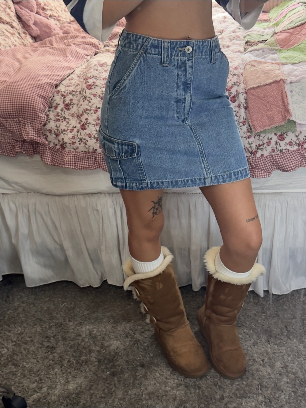 Vintage Classic Blue Denim Mini Skirt - Casual Women's Skirt